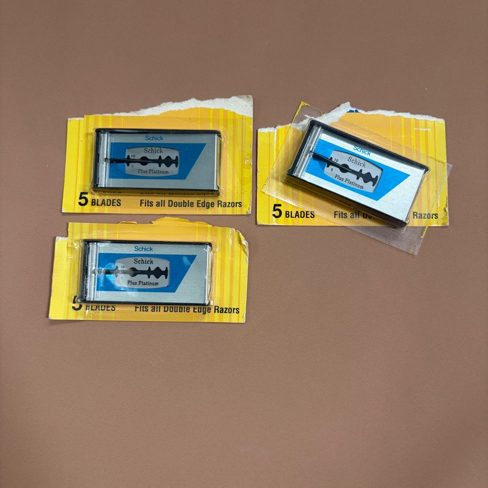 Vintage Schick Plus Platinum Double Edge Razor Blades 1990 Lot of 3 Packs 15ct